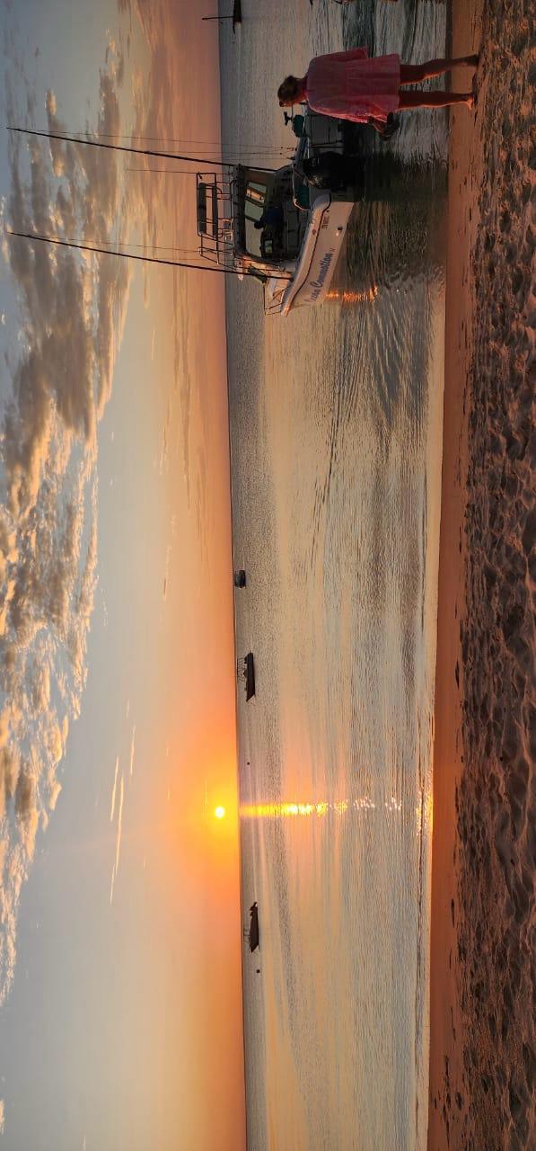 Dramatic orange and purple Indian Ocean sunset over Vilanculos